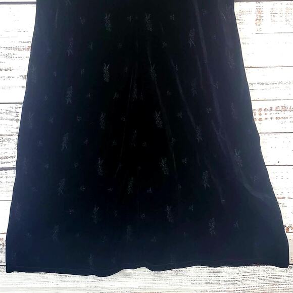 Vtg Molly Malloy 16 Black Crushed Velvet Party Dress Whimsigoth Floral Embossed - Picture 6 of 14
